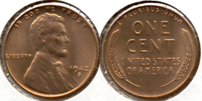 1942-S Lincoln Cent MS-61 Red b