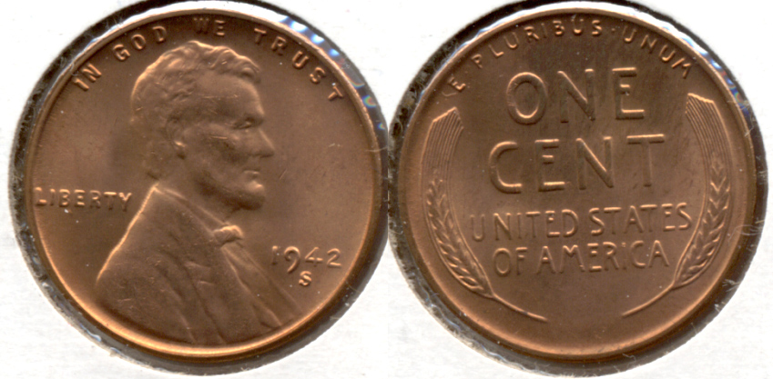 1942-S Lincoln Cent MS-61 Red d