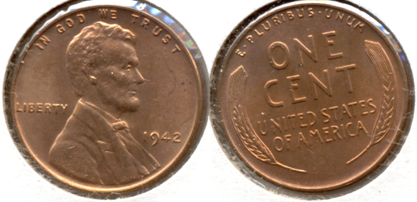 1942 Lincoln Cent MS-62 Red b