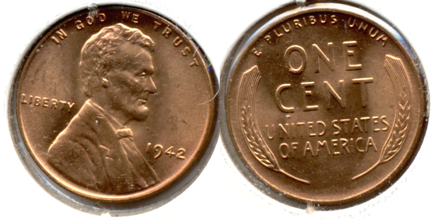 1942 Lincoln Cent MS-62 Red c
