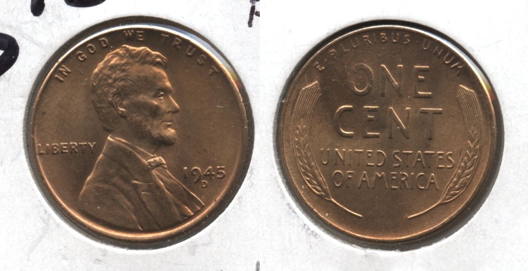 1945-D Lincoln Cent MS-63 Red #h