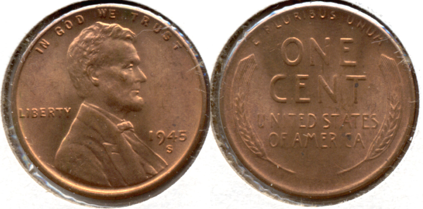 1945-S Lincoln Cent MS-62 Red