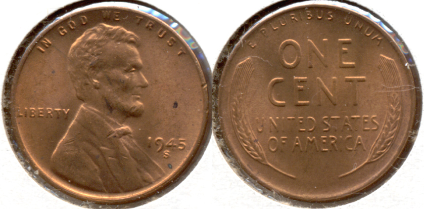 1945-S Lincoln Cent MS-62 Red a