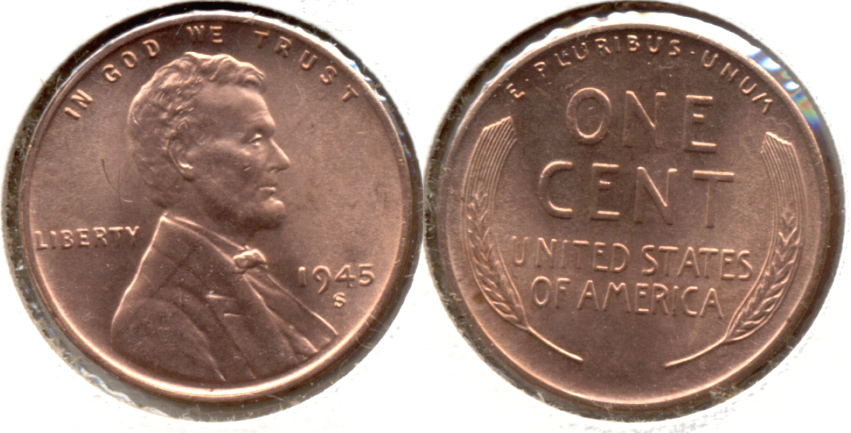1945-S Lincoln Cent MS-62 Red b