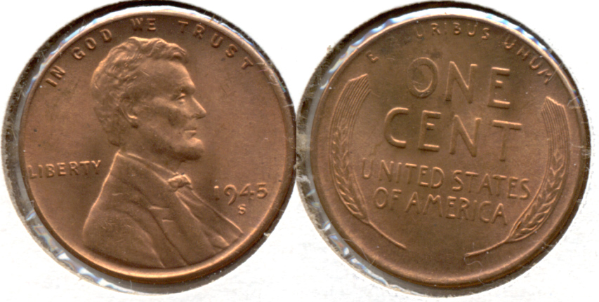 1945-S Lincoln Cent MS-62 Red e