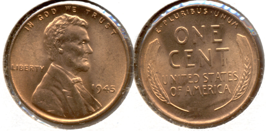 1945 Lincoln Cent MS-63 Red b