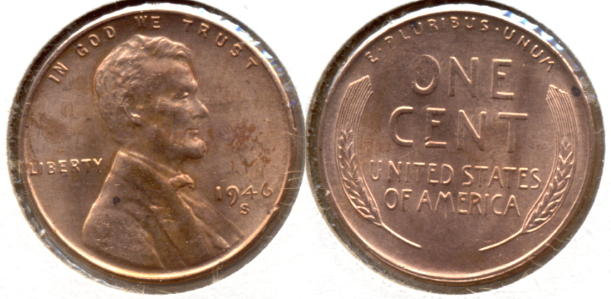 1946-S Lincoln Cent MS-62 Red d