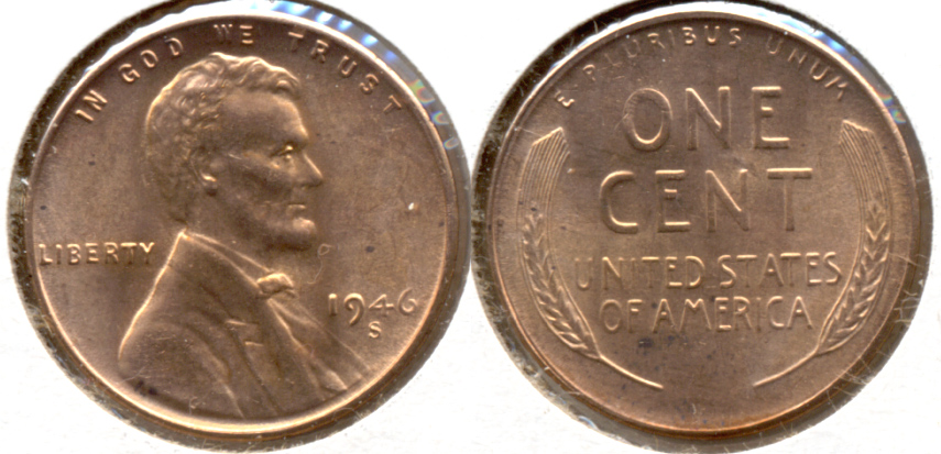 1946-S Lincoln Cent MS-62 Red e