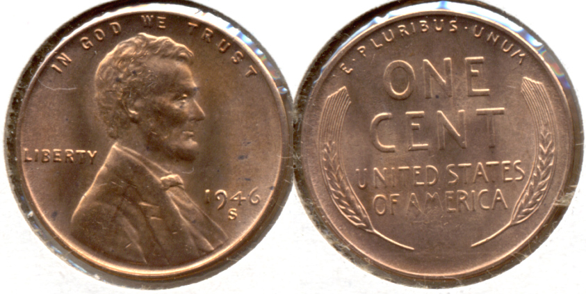 1946-S Lincoln Cent MS-62 Red f
