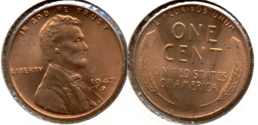 1947-D Lincoln Cent MS-62 Red d