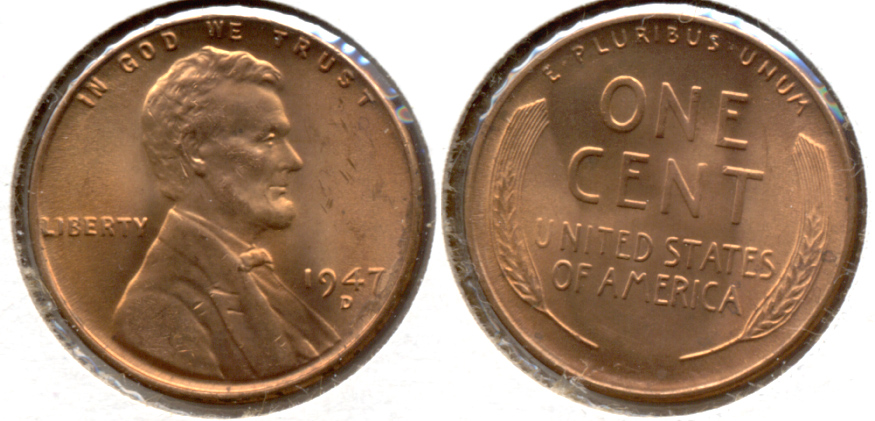 1947-D Lincoln Cent MS-62 Red g