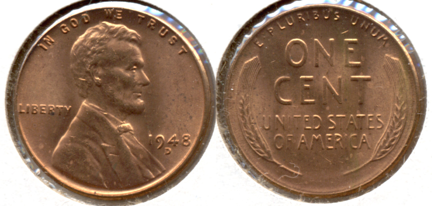 1948-D Lincoln Cent MS-62 Red c