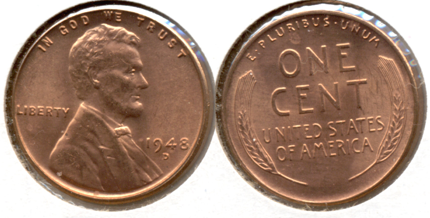 1948-D Lincoln Cent MS-62 Red d