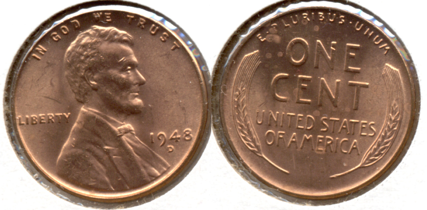 1948-D Lincoln Cent MS-62 Red e