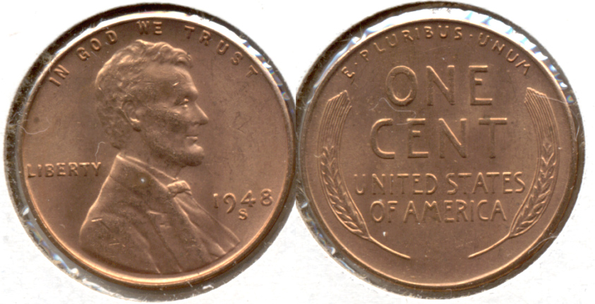 1948-S Lincoln Cent MS-62 Red