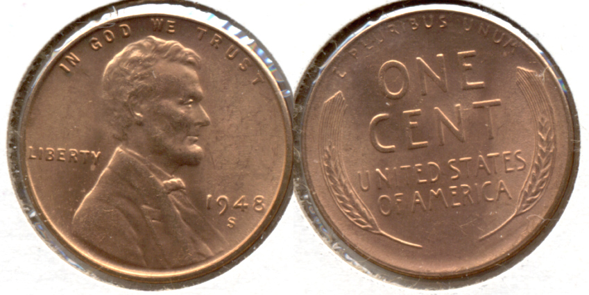 1948-S Lincoln Cent MS-62 Red b