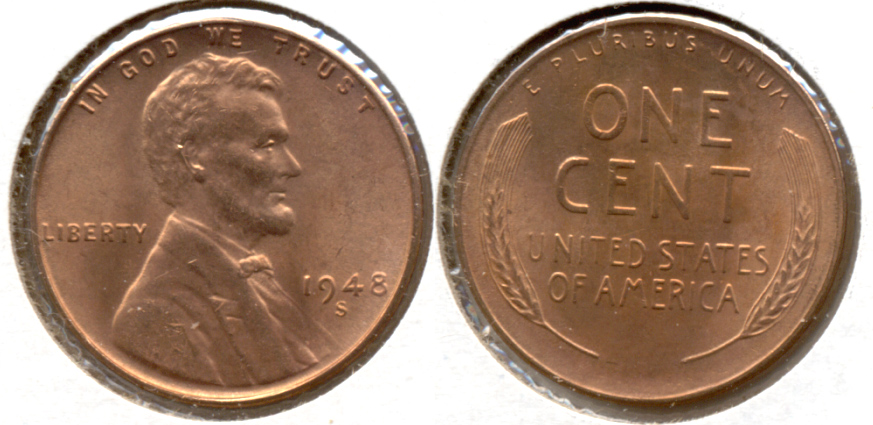 1948-S Lincoln Cent MS-62 Red e