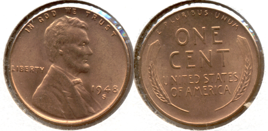 1948-S Lincoln Cent MS-62 Red h