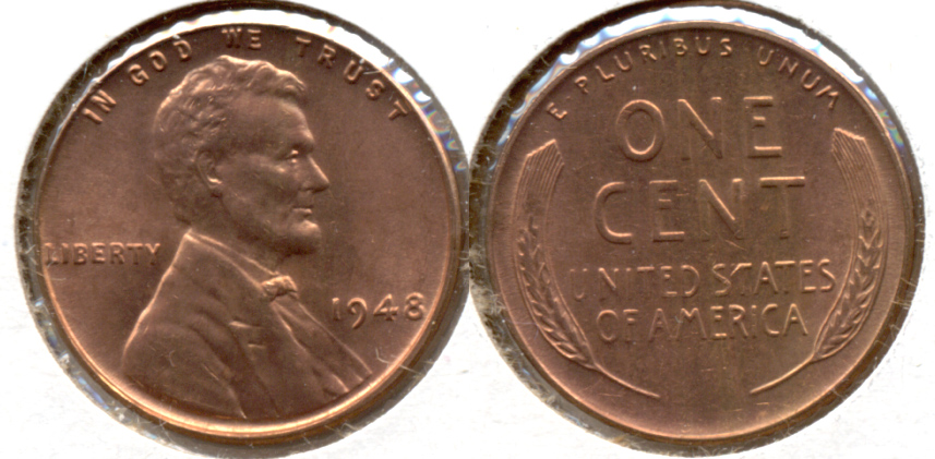 1948 Lincoln Cent MS-62 Red a