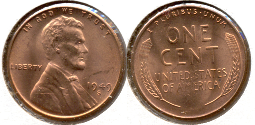 1949-S Lincoln Cent MS-62 Red b