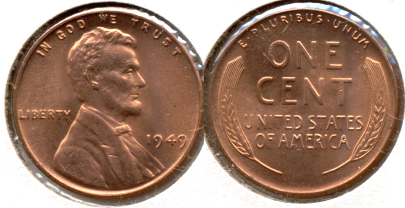 1949 Lincoln Cent MS-62 Red d