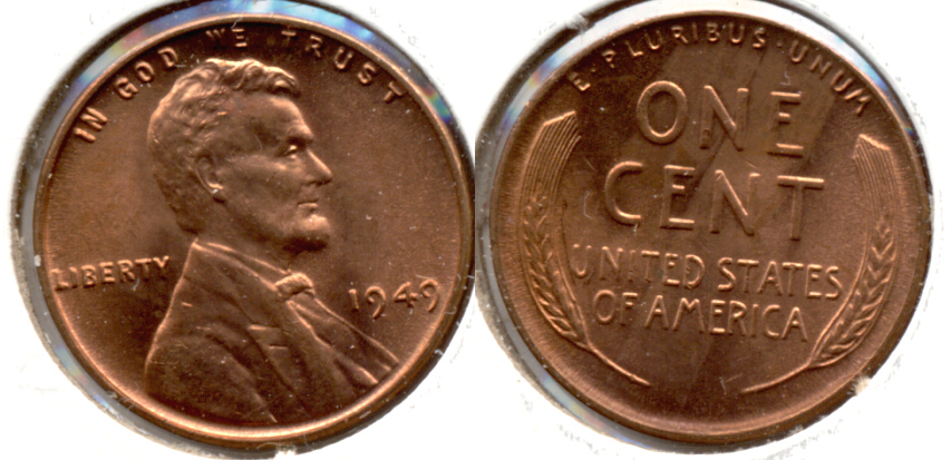 1949 Lincoln Cent MS-62 Red o