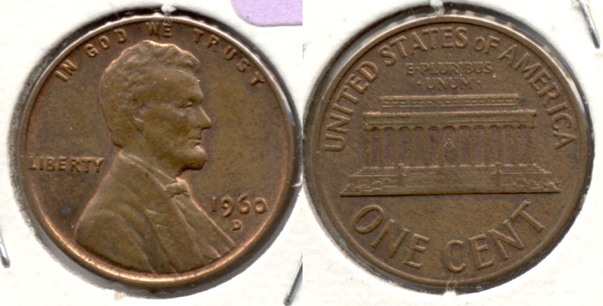 1960-D Small Date Lincoln Memorial Cent AU-50