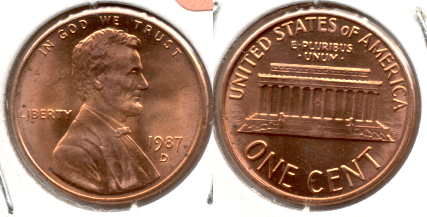 1987-D Lincoln Memorial Cent Mint State