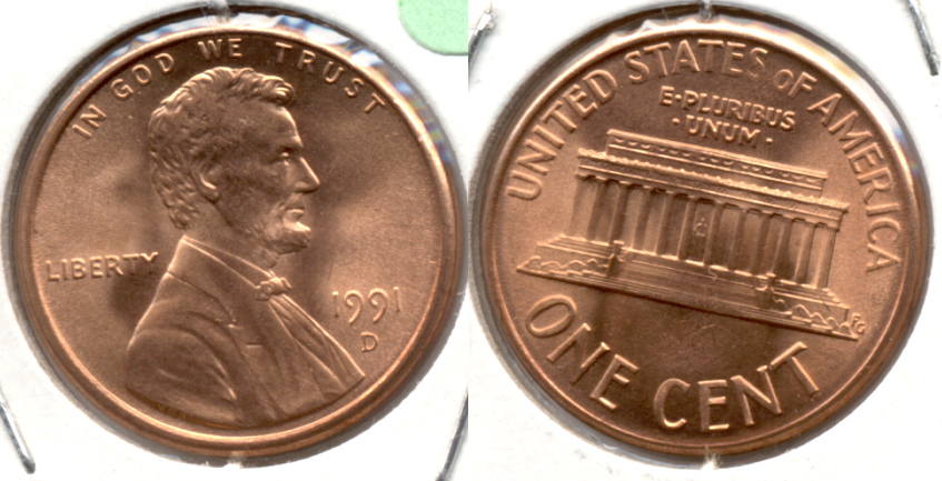 1991-D Lincoln Memorial Cent Mint State