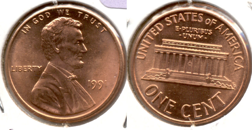 1991 Lincoln Memorial Cent Mint State
