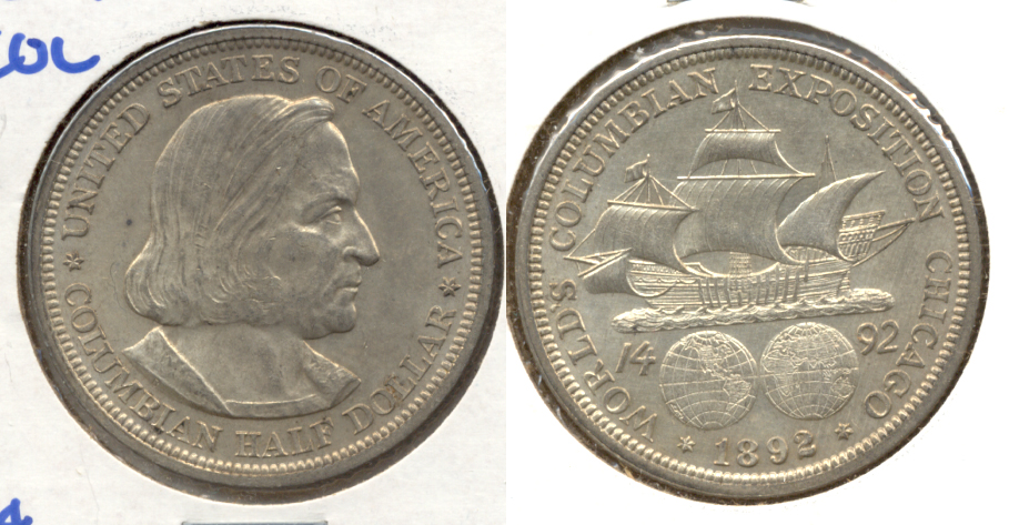 1892 Columbian Exposition Commemorative Half Dollar AU-50 f