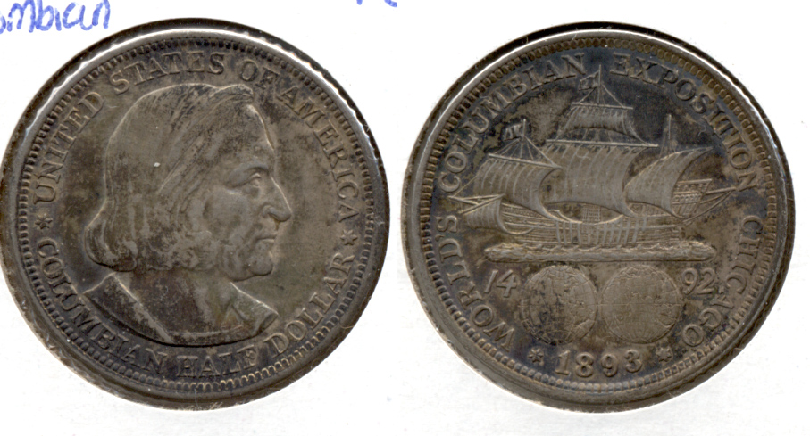 1893 Columbian Exposition Commemorative Half Dollar AU-50 o