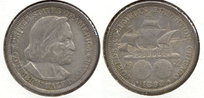 1893 Columbian Exposition Commemorative Half Dollar EF-40 f