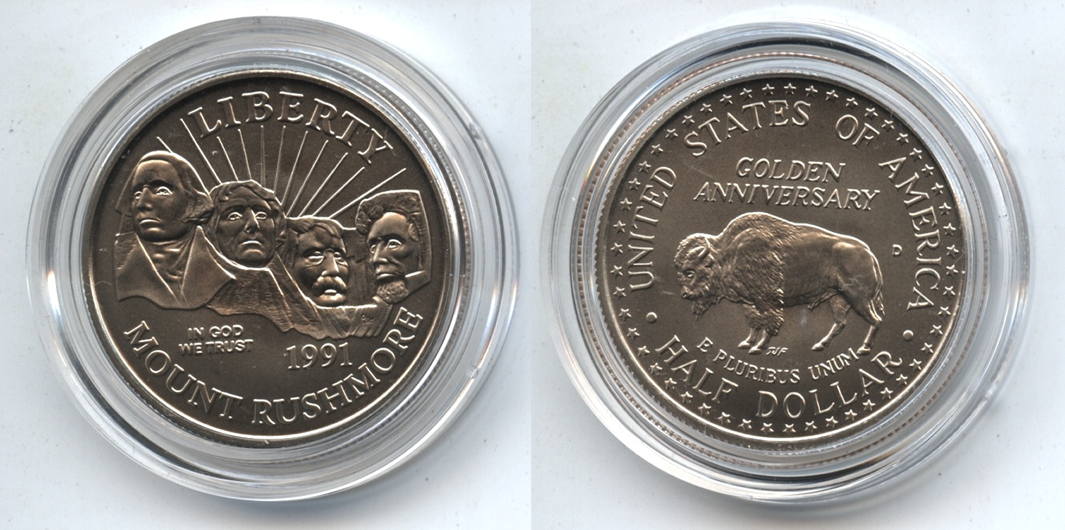 1991-S Mount Rushmore Commemorative Half Dollar Mint State in Capsule