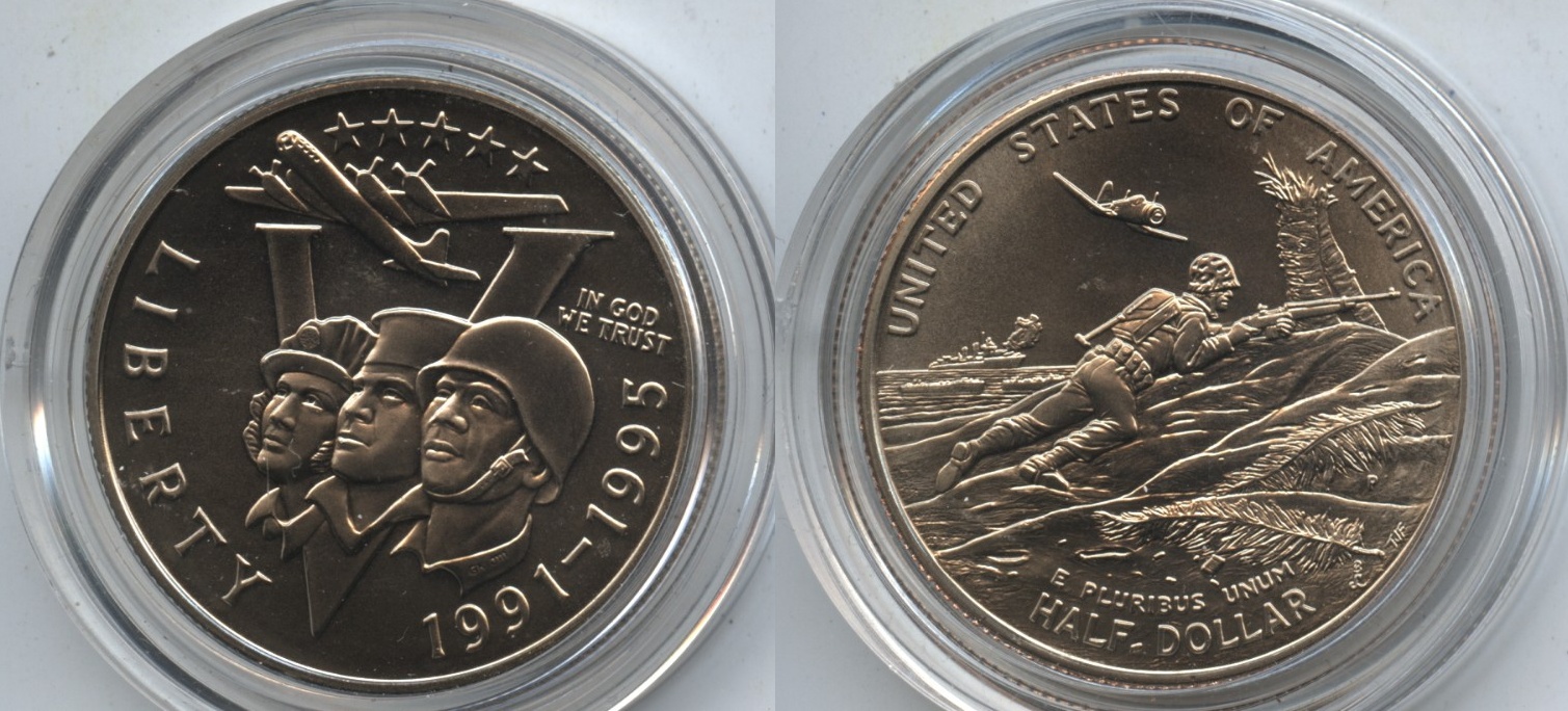 1993-P World War II Commemorative Half Dollar Mint State in Capsule