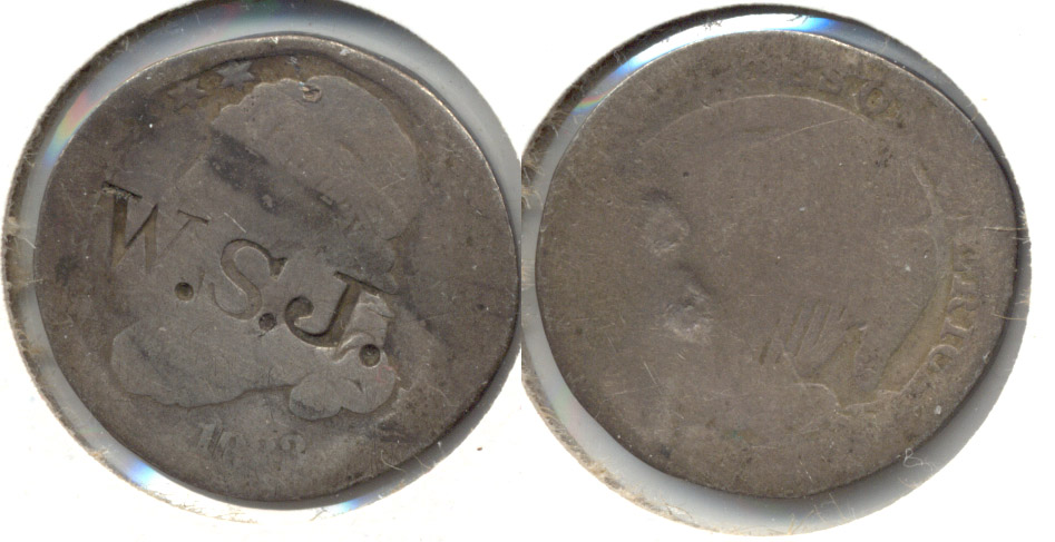 1833 Capped Bust Dime AG-3 a WSJ Counterstamp