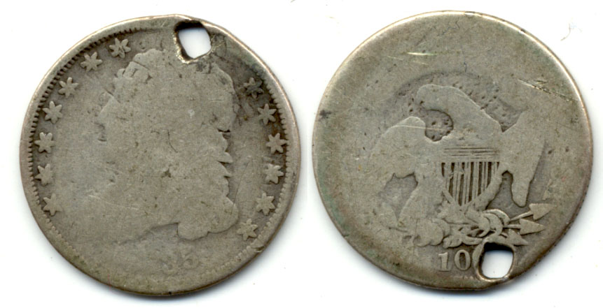 1835 Capped Bust Dime Fair-2 Holed