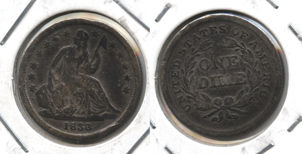 1838 Seated Liberty Dime Good-4 #a Damaged