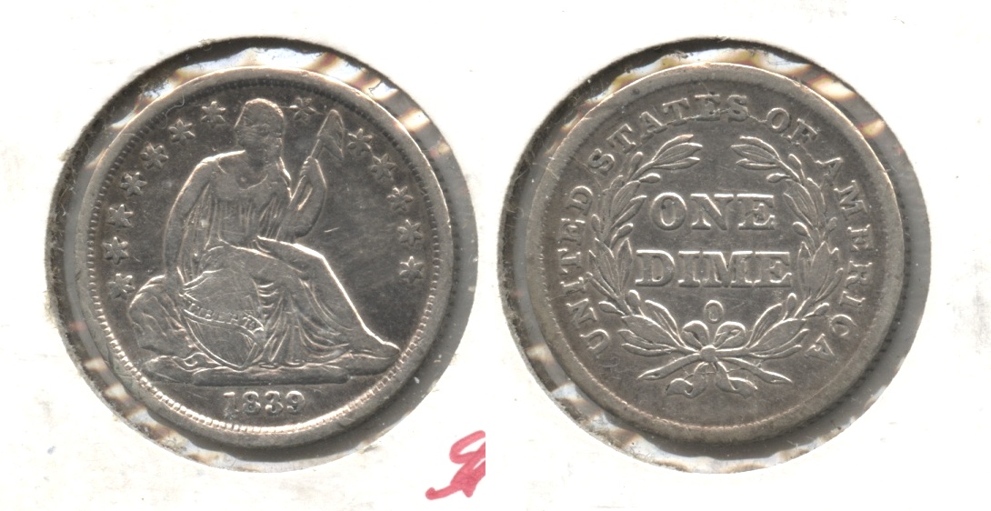 1839-O Seated Liberty Dime Fine-12 Lightly Cleaned