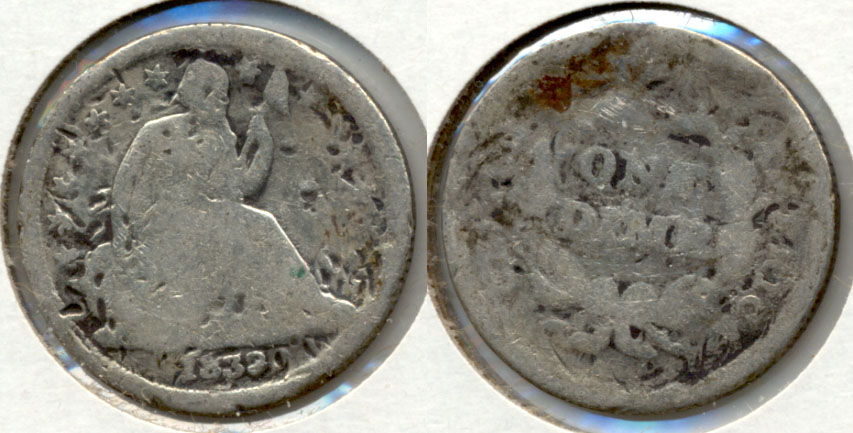 1839 Seated Liberty Dime AG-3 Tics