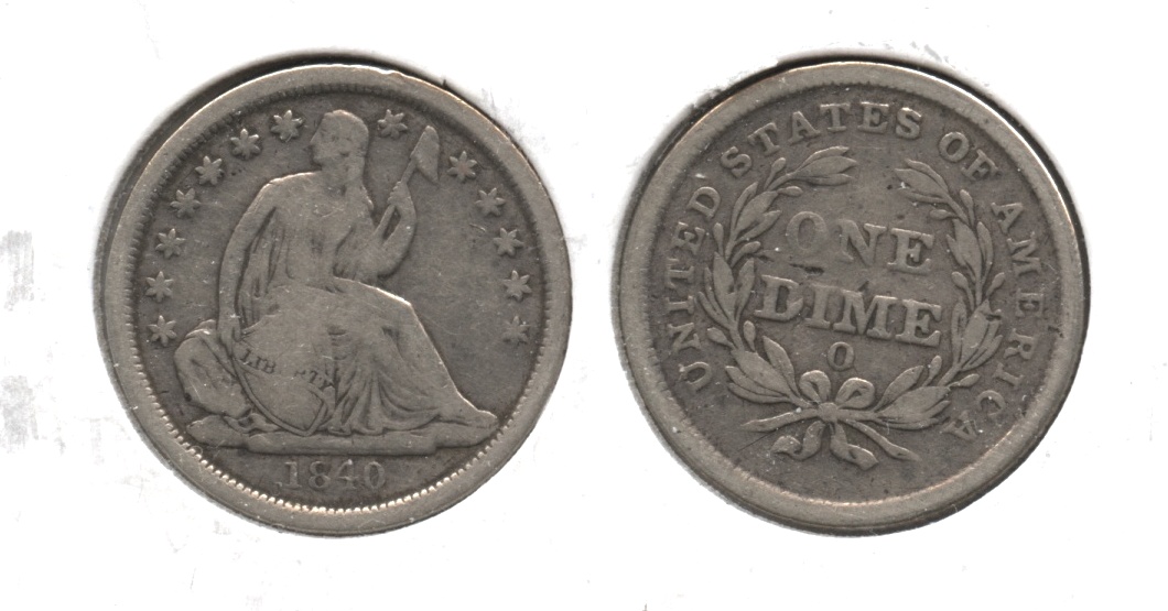 1840-O Seated Liberty Dime Fine-12 #a Large O