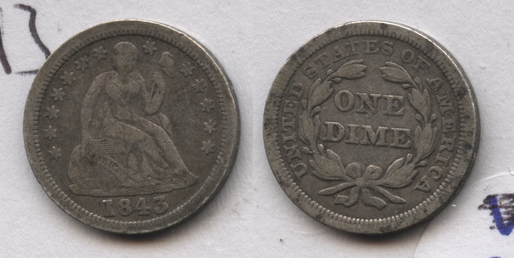 1843 Seated Liberty Dime Fine-12
