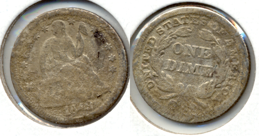 1849 Seated Liberty Dime Good-4 a Rough