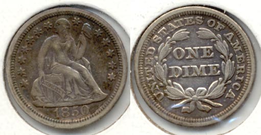 1850 Seated Liberty Dime EF-40
