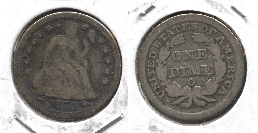 1853-O Arrows Seated Liberty Dime Good-4 #a