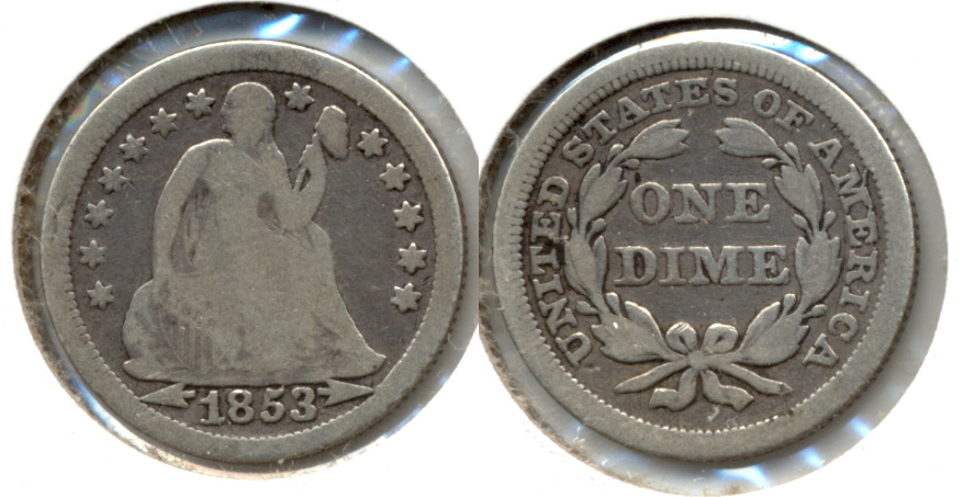 1853 Arrows Seated Liberty Dime Good-4 g