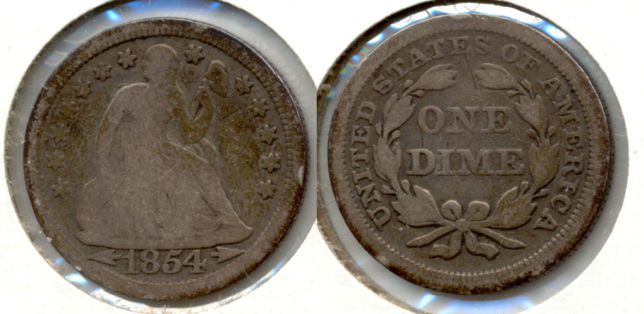 1854 Seated Liberty Dime Good-4 a
