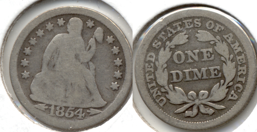1854 Seated Liberty Dime Good-4 b