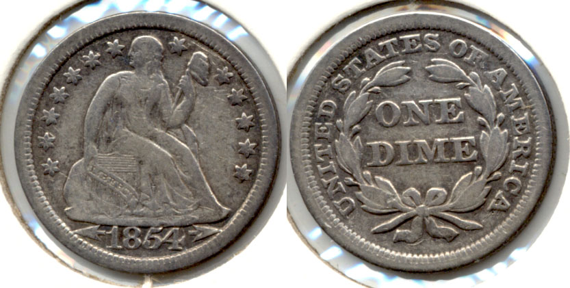 1854 Seated Liberty Dime VF-20