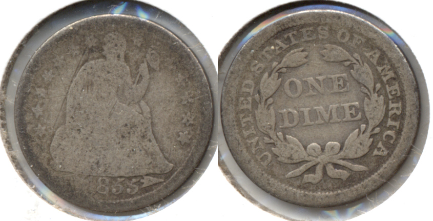 1855 Seated Liberty Dime AG-3